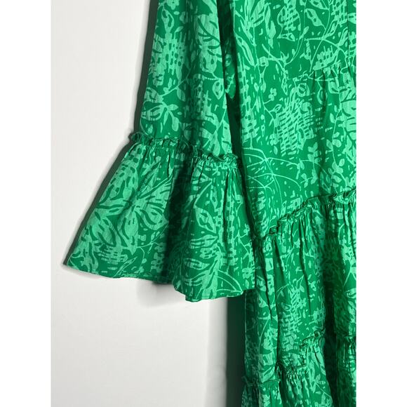 Hyacinth House by Tuckernuck Quidnet Ruffle Tiered Mini Dress Green Floral S - Picture 5 of 9